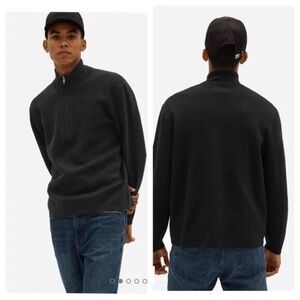 Everlane No Sweat Half Zip Sweater Men’s Size Lg Organic Cotton Preppy Charcoal